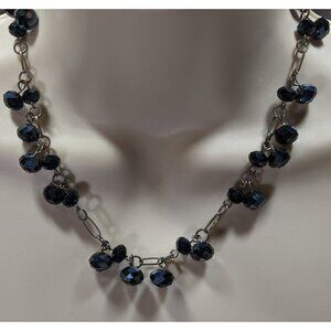 Handmade Glam Goth Black Beaded Necklace With Faceted Glass Beads